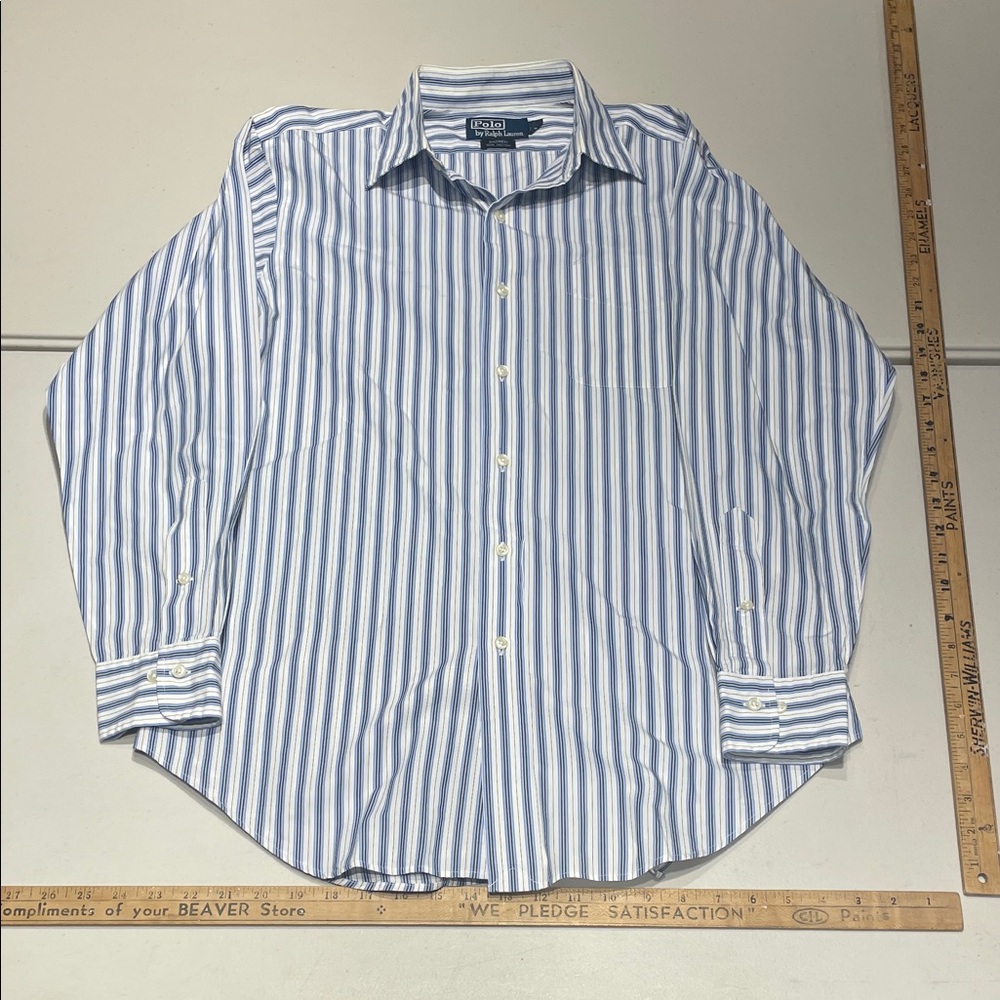 Polo Ralph Lauren Blue and White Striped Dress Shirt